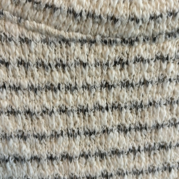 LOFT…LOU GREY FOR LOFT CREAM AND GREY STRIPE COTTON SWEATER SIZE XS OVERSIZED - Picture 2 of 5